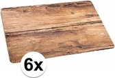 Placemats met eiken hout opdruk - 6 stuks - kunststof - 44 x 28 cm