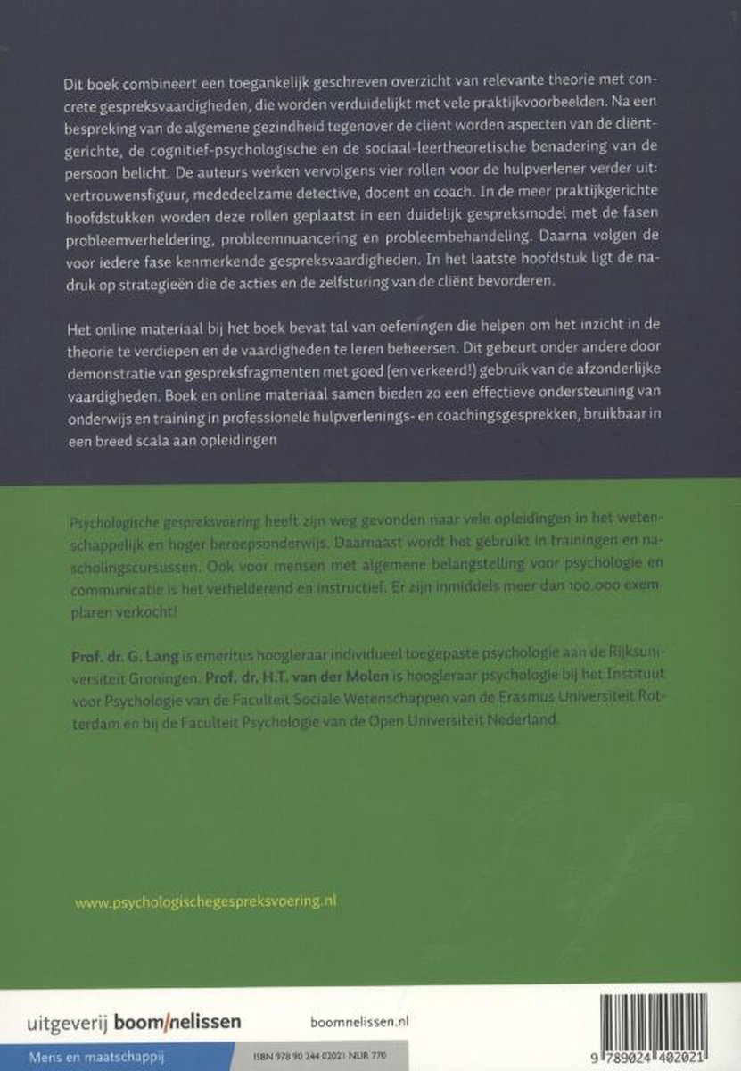 Psychologische gespreksvoering - back cover