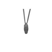 SILK Jewellery - Zilveren Collier / Ketting Slang - Fierce - S27.60 - zwart rhodium - Maat 60cm
