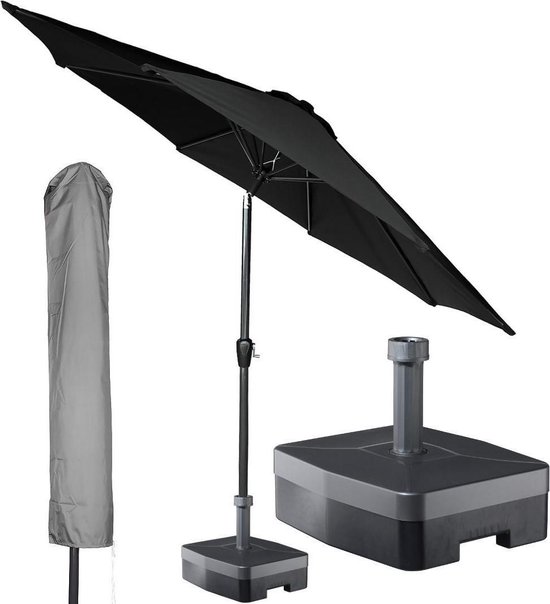 Kopu® ronde stokparasol 300 cm Calma met hoes en voet Black
