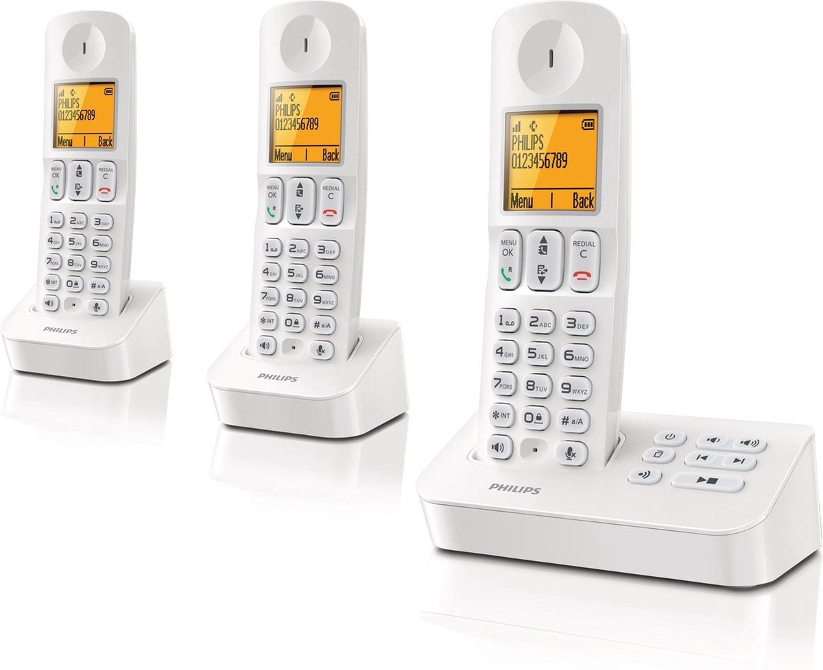 Philips D405 - Trio DECT telefoon met antwoordapparaat - Wit | bol.com