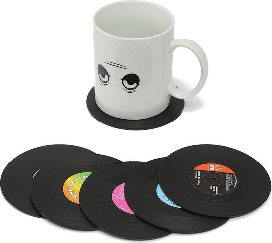 Geschiktheid Meyella Ongelijkheid Retro Vinyl Elpee Design Onderzetters - Feest LP Onderleggers Coasters Set  | bol.com