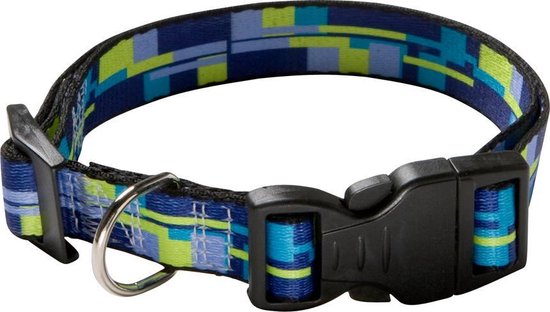 Adori Klikhalsband Nylon Print Blauw&Lime 45-70x2.5 cm