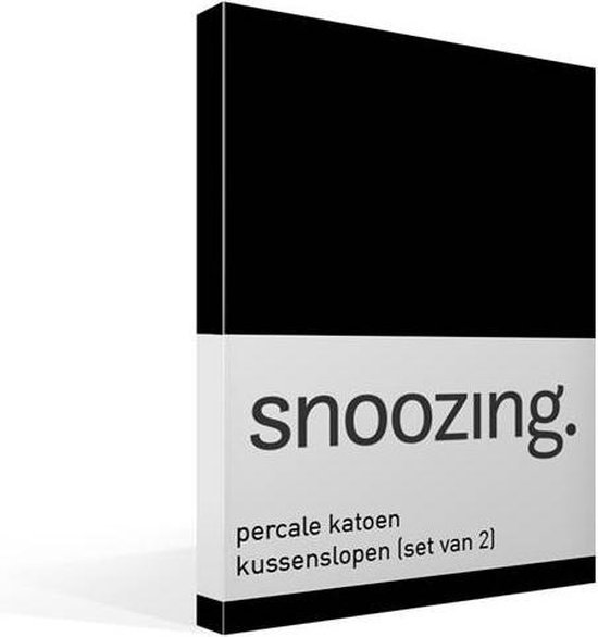 Snoozing - Taies d'oreiller - Lot de 2 - Coton percale - 60x70 cm - Noir