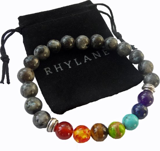 Bracelet chakra élastique avec pierre naturelle labradorite - Rhylane