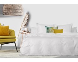 Dekbedovertrek - 200x200/220 - Uni Percal katoen - Met Bies - wit