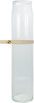 TAK Design Vaas Wrap Me Mini - Incl. Lederen Band - Glas - Ø7 x 30 cm - Bruin