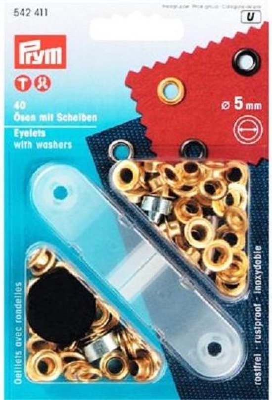 Prym 40 ringen met schijven 5 mm messing 542 411