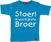 T-shirt korte mouw | Stoer! Ik word grote broer | aqua | maat 110/116