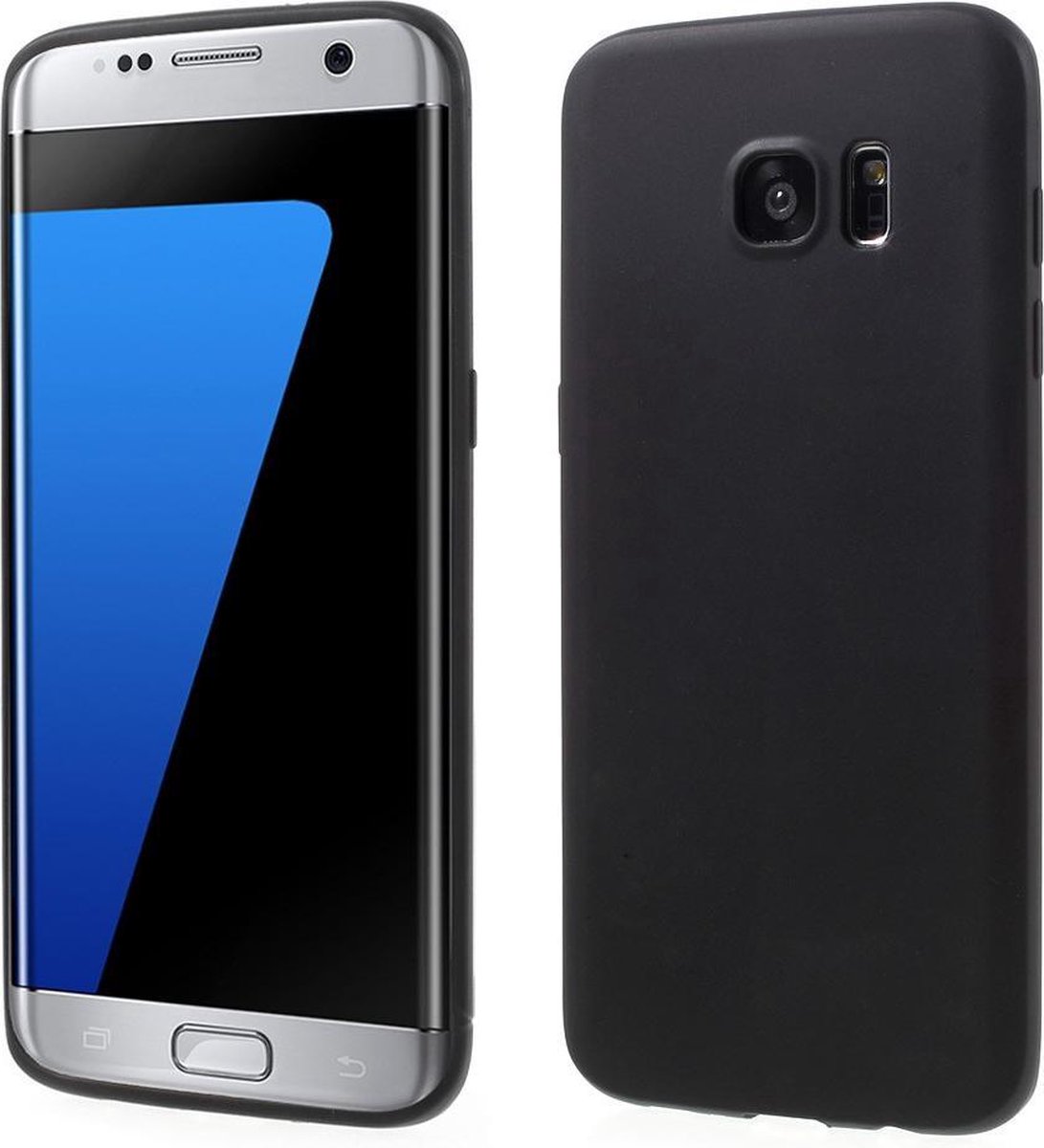 0.8mm Glossy Kunstleer Gel Cover Samsung Galaxy S7 Edge - Zwart