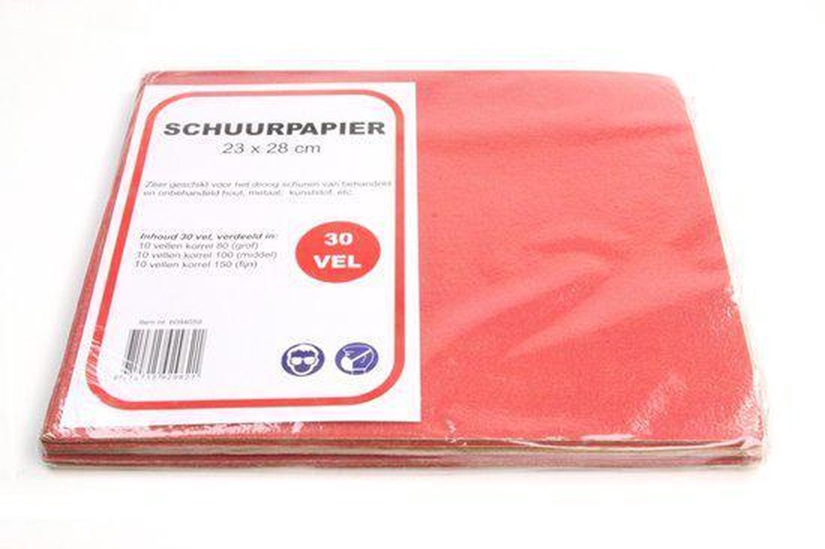 Schuurpapier 30 vellen - 10xp80 10xp100 10xp150