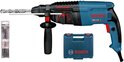 Bosch boorhamer GBH 2-26 F met boor, koffer en extra boortjes. Blauw met rode accenten.