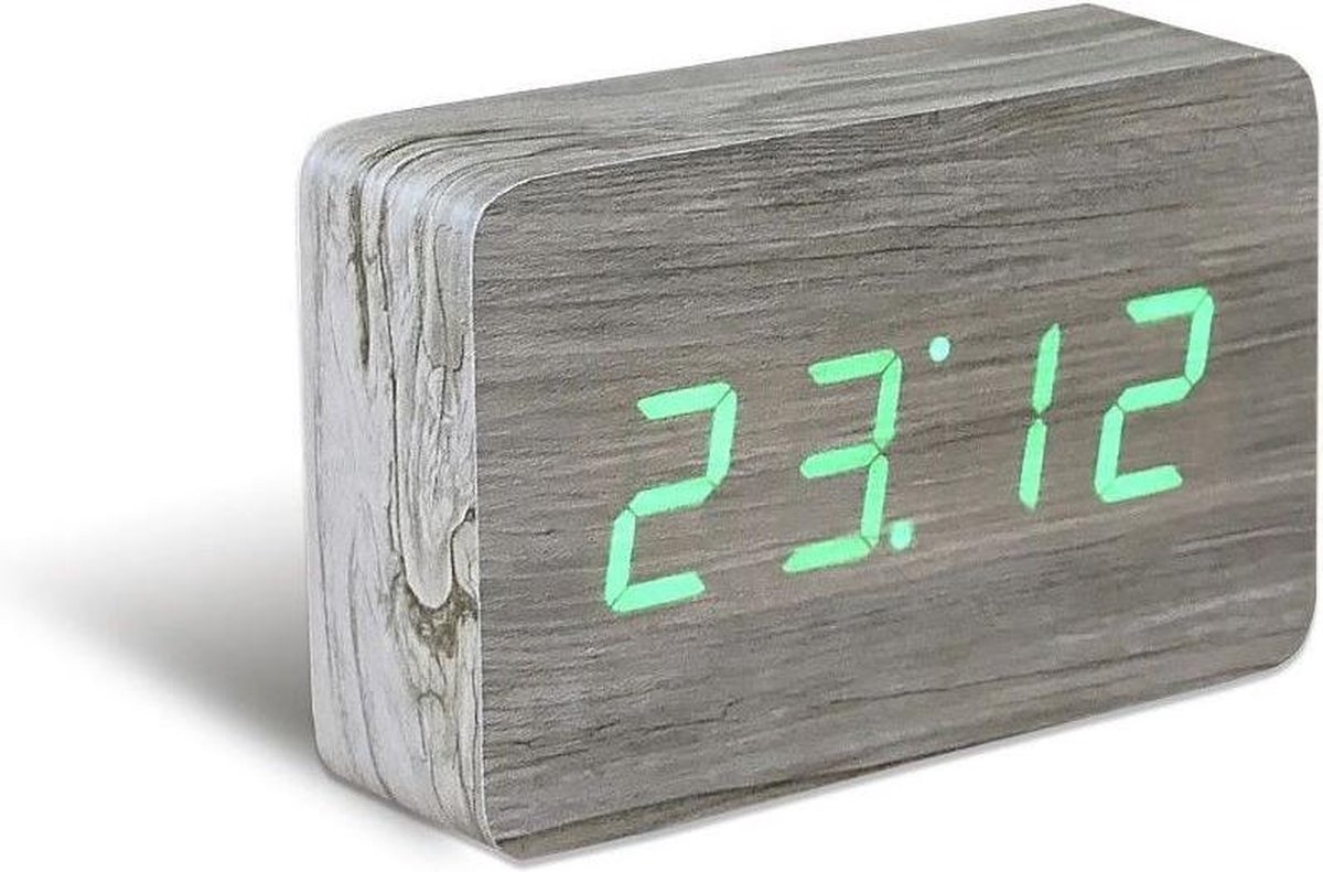 Gingko Wekker - Alarmklok Brick Click Clock ash - oplaadbaar