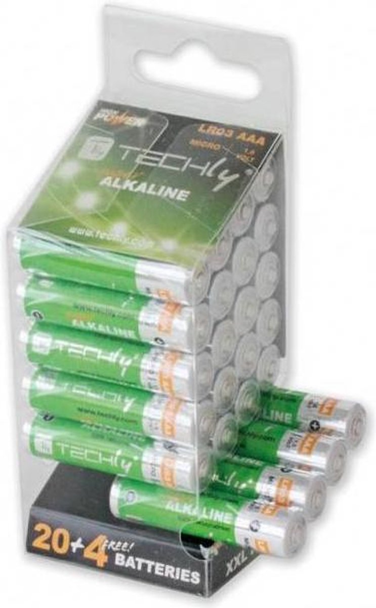Techly Alkaline AAA LR03 Batterijen 1,5 V (Blister 24 Stuks)