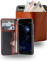 Azuri walletcase with cardslots & money pocket - camel-  voor Huawei P10
