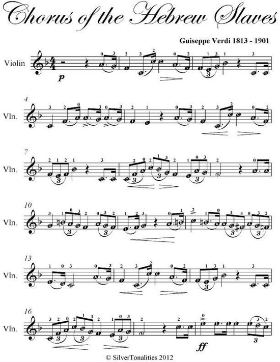 Chorus of the Hebrew Slaves Easy Violin Sheet Music (ebook), Guiseppe