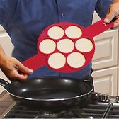 Siliconen Bakvorm voor Pannenkoek of Ei – Pannenkoekenmaker - Mini Pannenkoeken Vorm – Maak snel en gemakkelijk 7 perfecte kleine pannekoeken - Rood