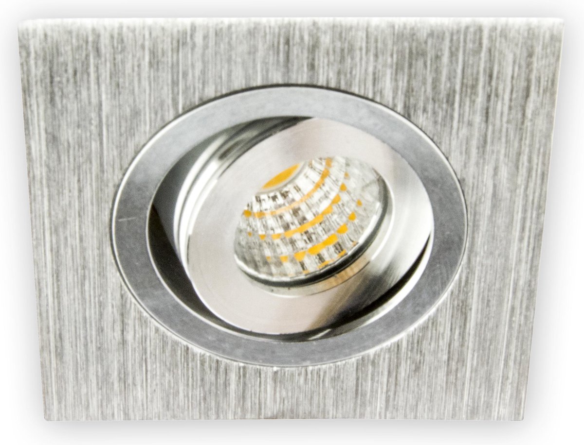 Groenovatie Inbouwspot LED - 3W - Vierkant - Kantelbaar - Dimbaar - 61x61 mm - Aluminium