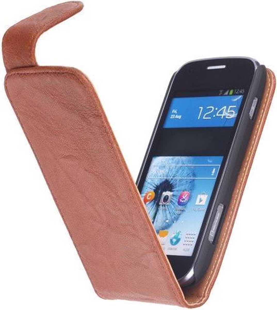 Polar Echt Lederen Bruin HTC One mini M4 Flipcase Hoesje