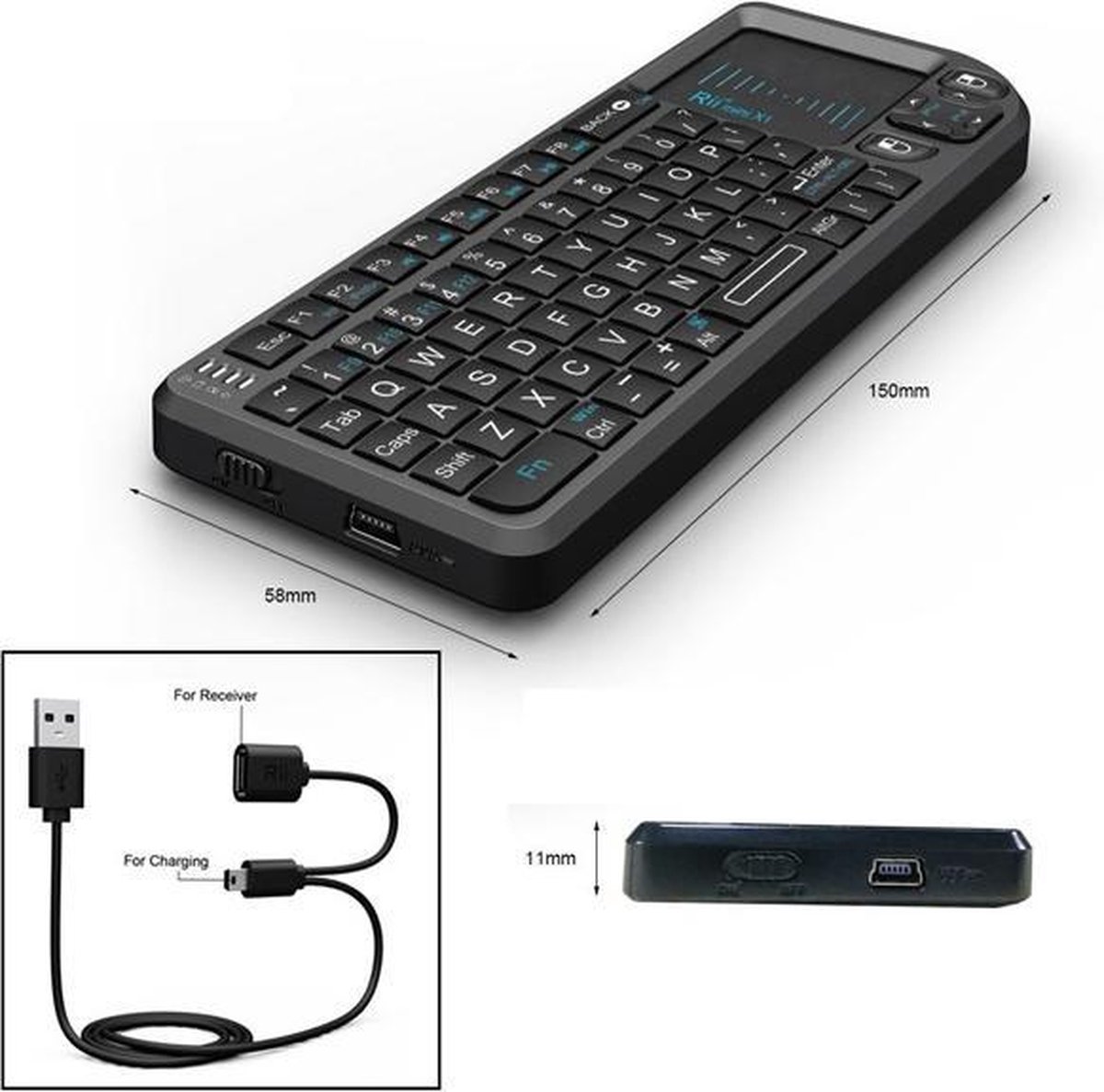 Rii Mini Wireless Keyboard X1 RF Wireless QWERTY Engels Zwart ...