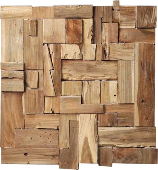 Kind impliceren breedte Teak houten wanddecoratie - Harisson Teak Muurdecoratiestuk 80cm | bol.com