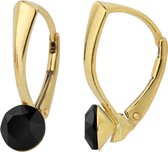 ARLIZI 1262 Oorbellen Swarovski Kristal - Dames - 925 Zilver Verguld - 6 mm - Zwart