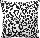 Black Leopard/Luipaard Kussenhoes | Katoen/Polyester | 45 x 45 cm | Zwart - Wit