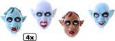 4x Walking dead zombie familie masker assortie - Halloween griezel horror thema feest
