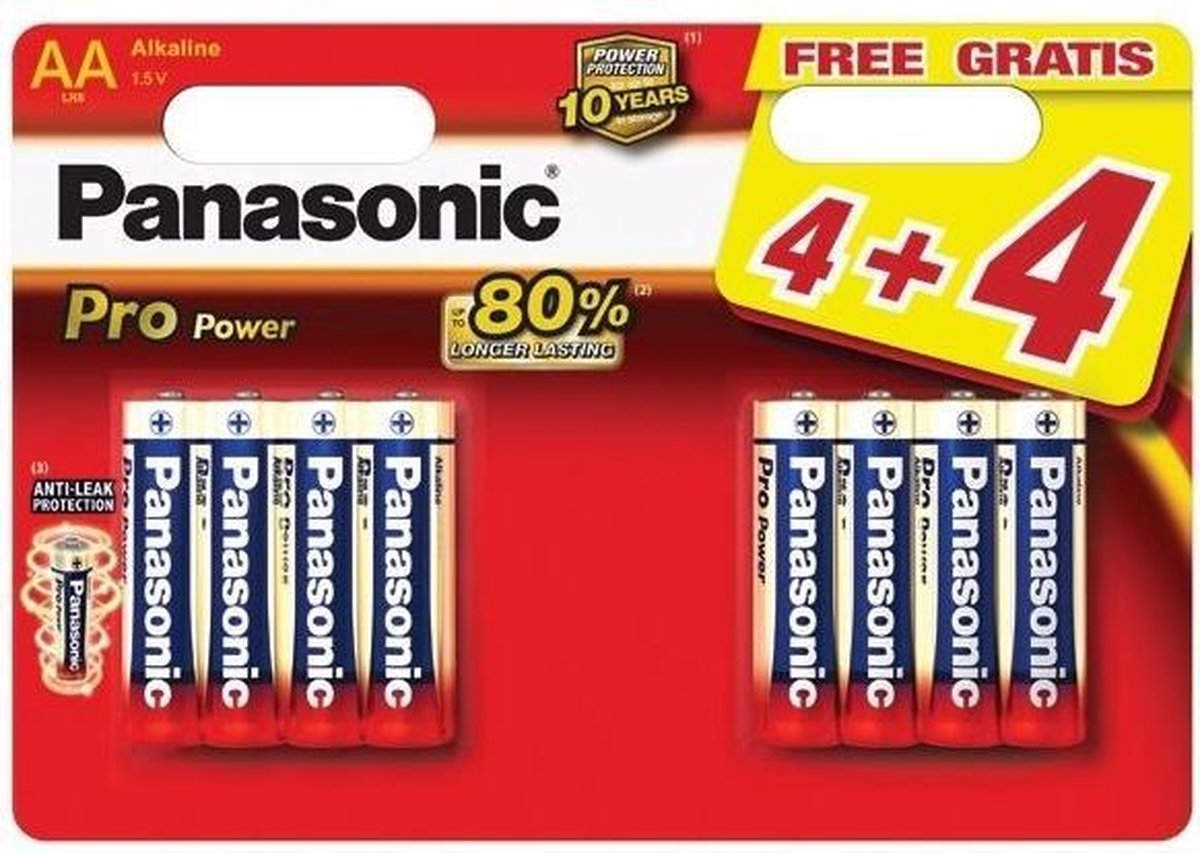 Panasonic Pro Power 4+4 AA batterij (penlite) Alkaline 1.5 V 8 stuk(s)
