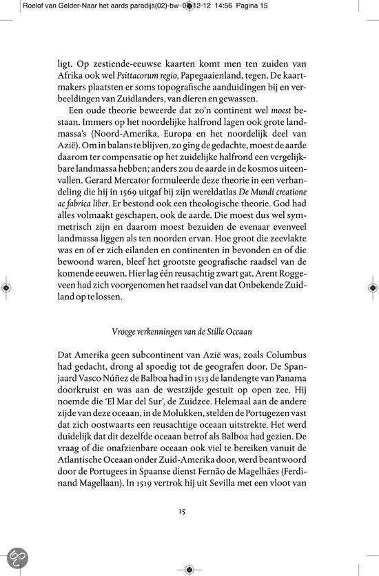 Tekstpagina over de cartografie van de zuidelijke kust van Zuid-Amerika en theorieën over landmassa's.