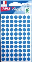 Agipa ronde etiketten in etui diameter 8 mm, blauw, 462 stuks, 77 per blad