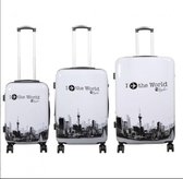Kofferset 3 delig - Reiskoffers met TSA slot en op wielen - Fly The World - Wit - Travelsuitcase