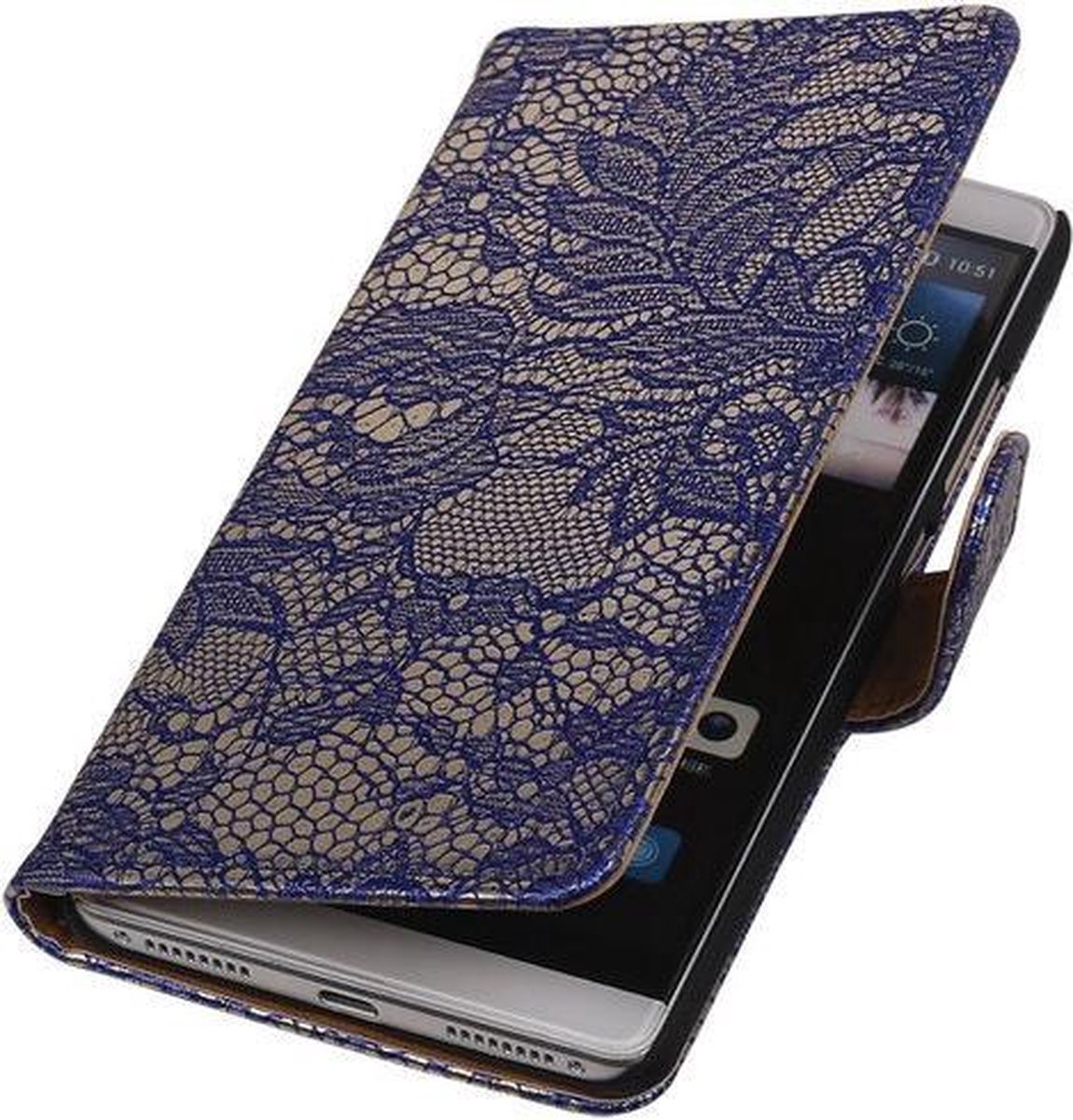 Blauw Lace Booktype Huawei Mate S Wallet Cover Hoesje