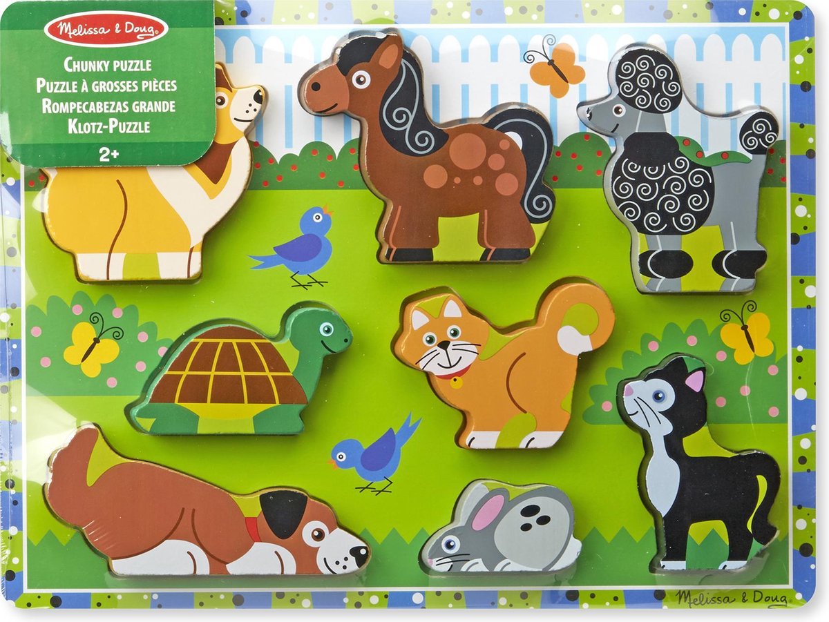 Melissa & Doug Houten huisdierenpuzzel (8-delig)