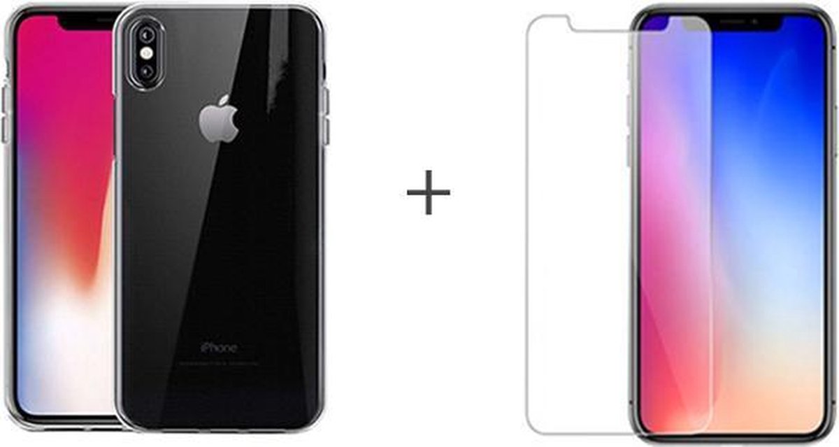 iPhone Xs Max Hoesje met Gratis Tempered Glass Screenprotector - Transparant
