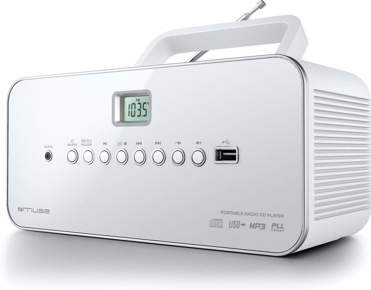 Muse M-28RDW - Draagbare radio/CD-/MP3-speler met USB, wit - Muse Electronics