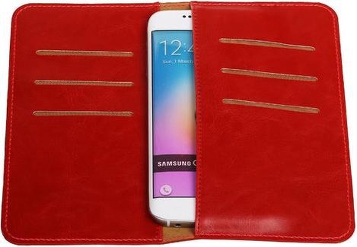 Rood Pull-up Medium Pu portemonnee wallet voor Samsung Galaxy Premier