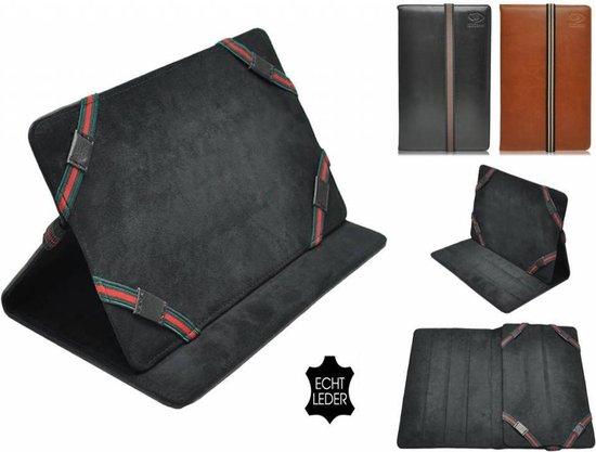 Luxe Hoes voor Honor Pad 7 Inch , Echt lederen stijlvolle Cover, zwart , merk i12Cover