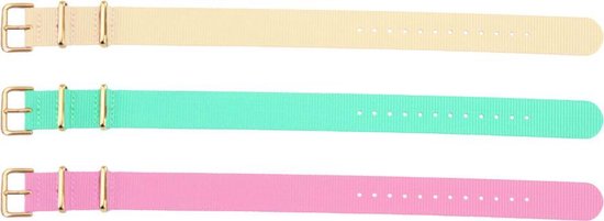Max Watchband 8CS SET004 Bracelet Set de 3 Pièces - Pastel - Ø18 mm - Beige / Menthe / Rose - Rose