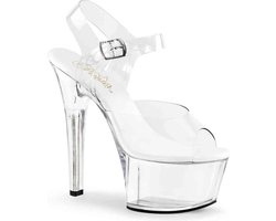 Pleaser - ASPIRE-608 Sandaal met enkelband, Paaldans schoenen - Paaldans schoenen - 39 Shoes - Transparant