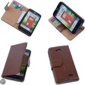 PU Leder Bruin Hoesje LG L70 Book/Wallet Case/Cover