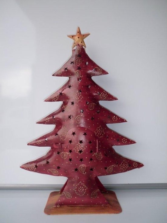 Kerstboom rood van ijzer - H66 - kerstdecoratie gerecycled blik | bol.com