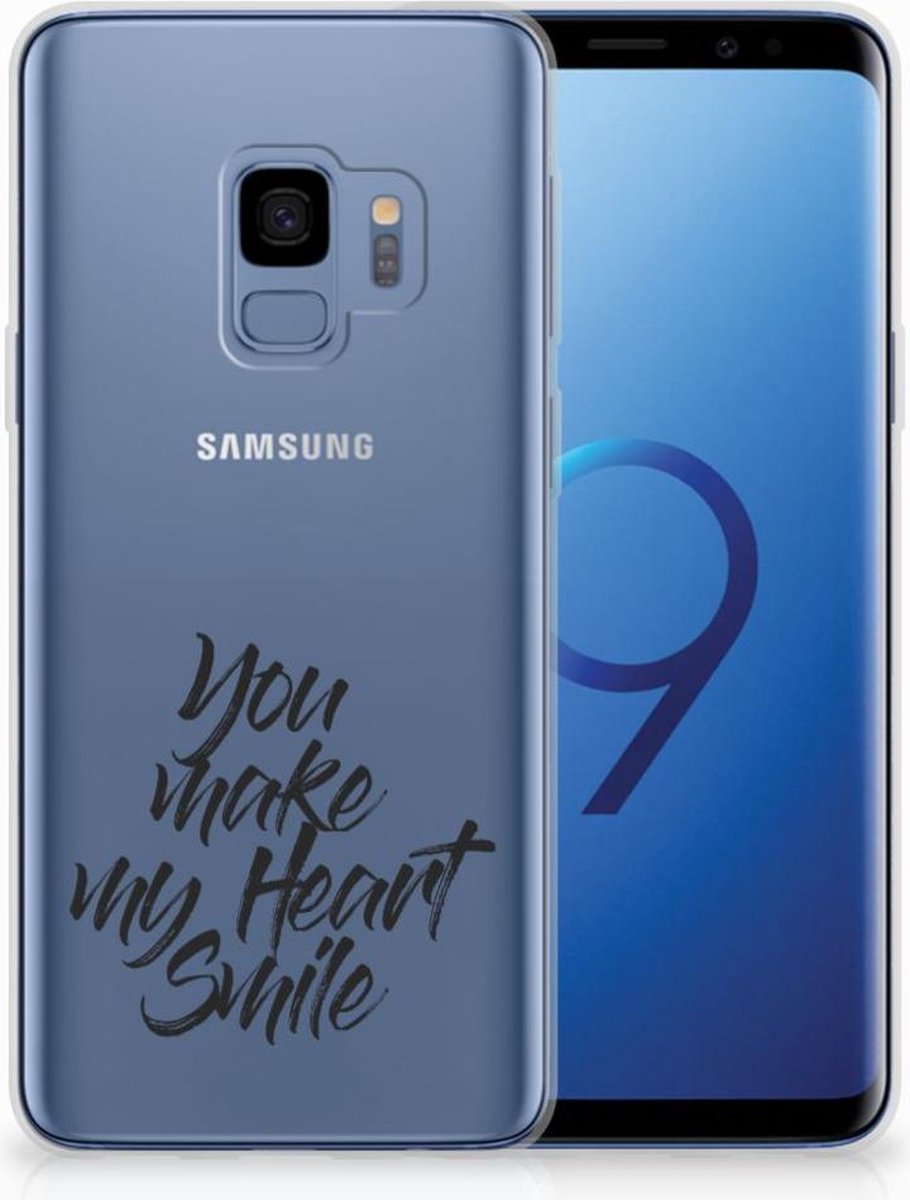 Back Cover voor Samsung Galaxy S9 Siliconen hoesje met naam Heart Smile
