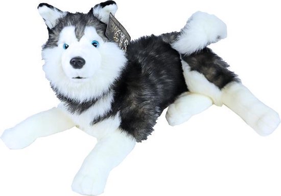 Boony 'Natural Decoration' pluche husky 53 cm, liggend.