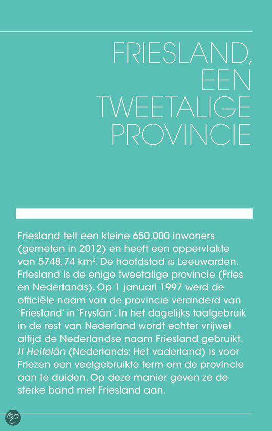 Titelpagina van een gids met de tekst "Friesland, een tweetalige provincie".