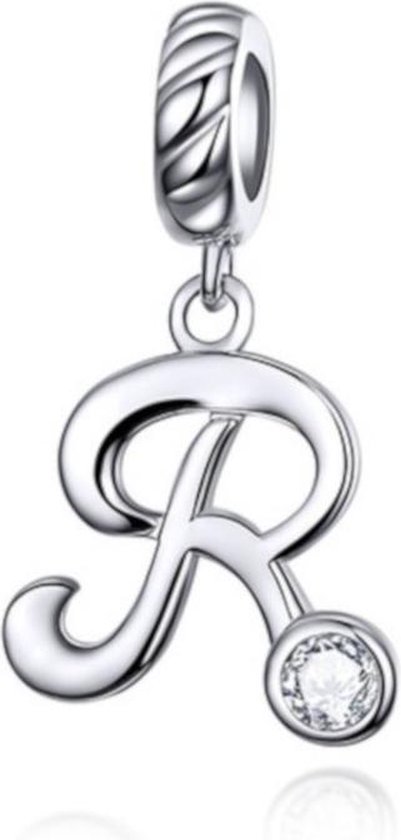 Zilveren hangende bedel letter R