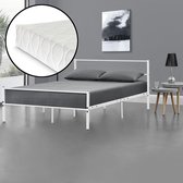 Metalen eenpersoonsbed incl. matras - 120x200cm - wit