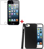 geschikt voor iPhone 5 / 5S / SE flexibele TPU case / siliconen hoes Zwart / Met Gratis tempered glass