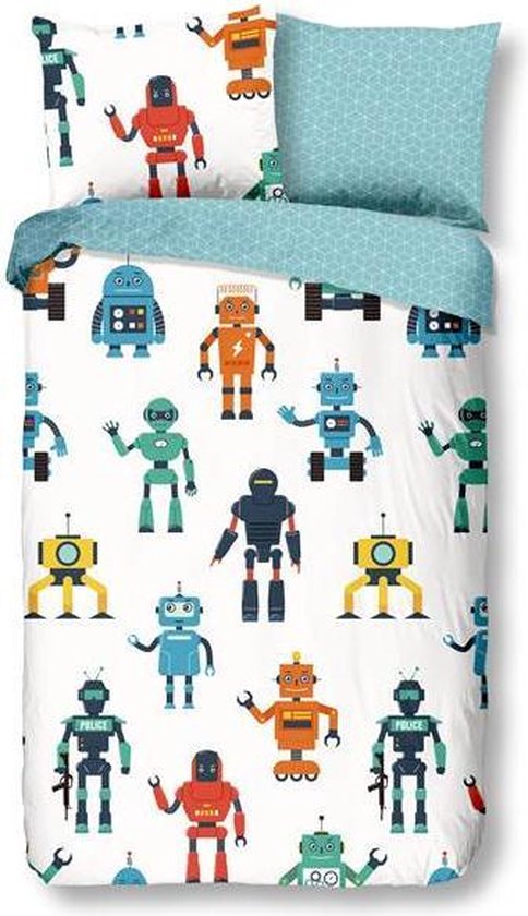 Good Morning Robots - Dekbedovertrek - Junior - 120x150 cm + 1 kussensloop 60x70 cm - Multi kleur