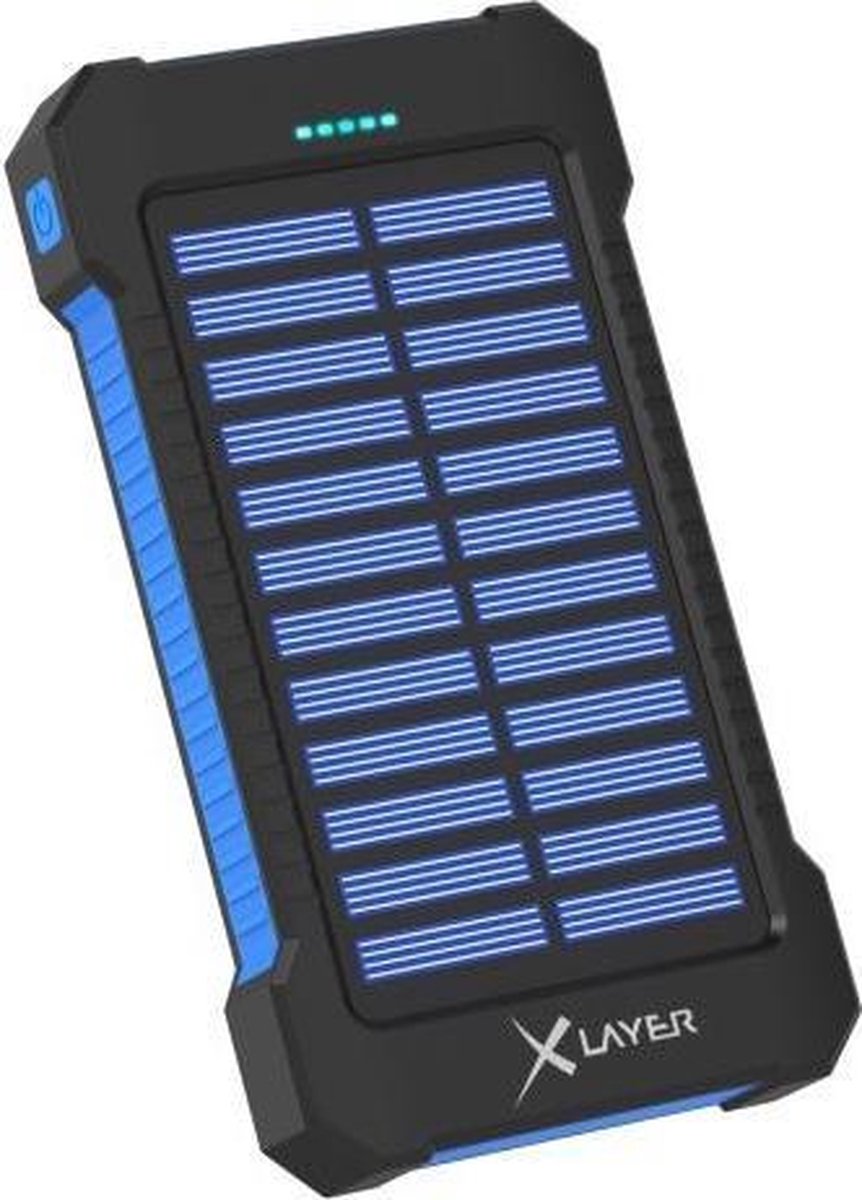 Xlayer Powerbank PLUS Solar Powerbank 8000mAh - externe accu met zonnecel - zwart, blauw